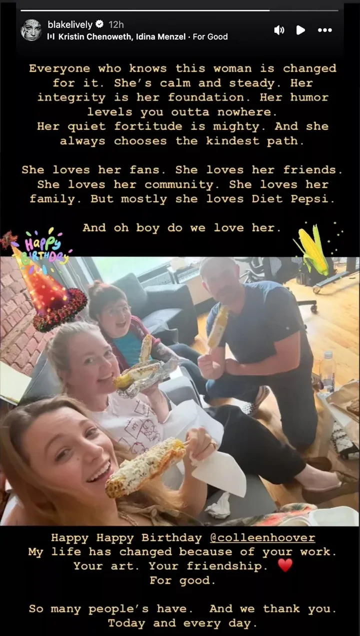Blake Lively pays tribute to Colleen Hoover on the author's birthday