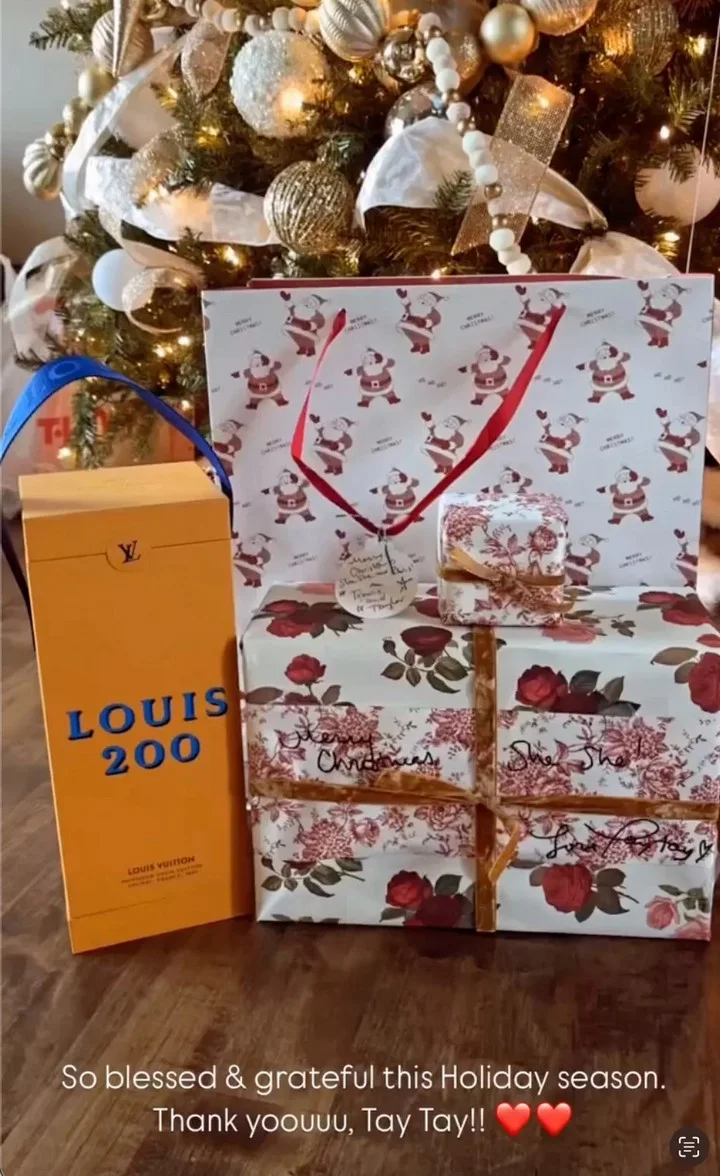 Chris Jones' girlfriend shows off Christmas gifts from Taylor Swift