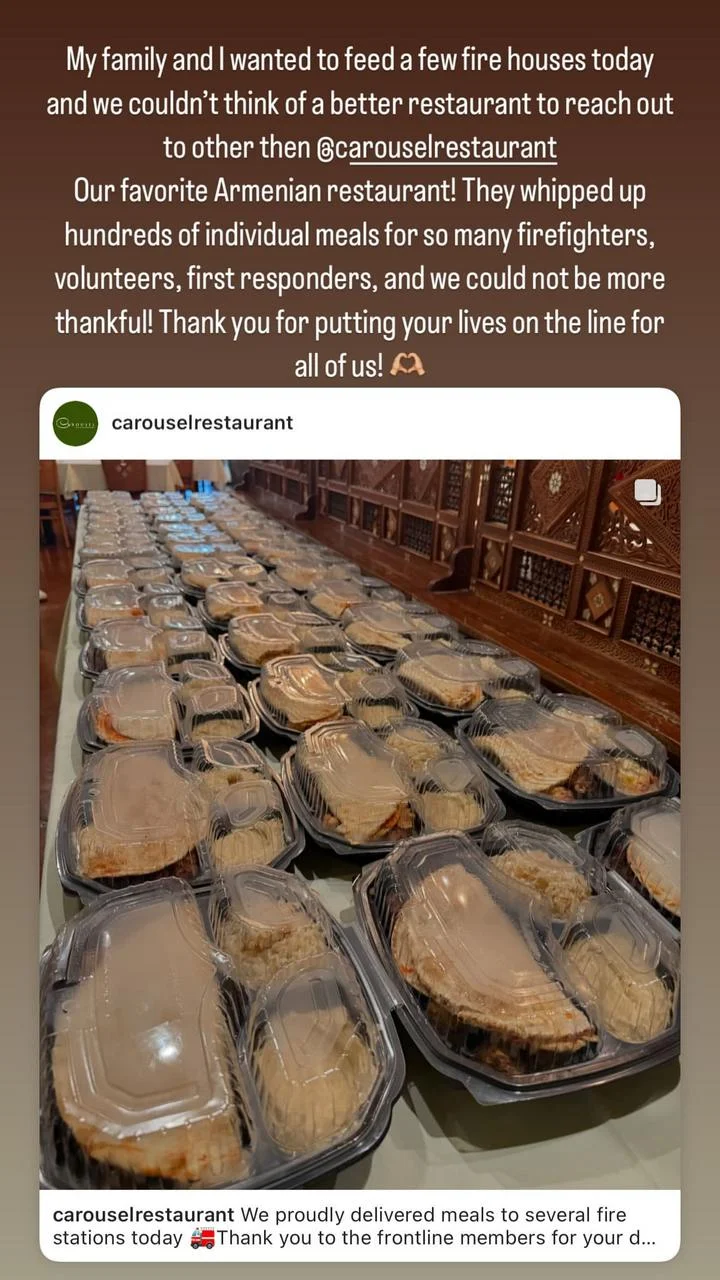 Kardashian family provide food for first responders