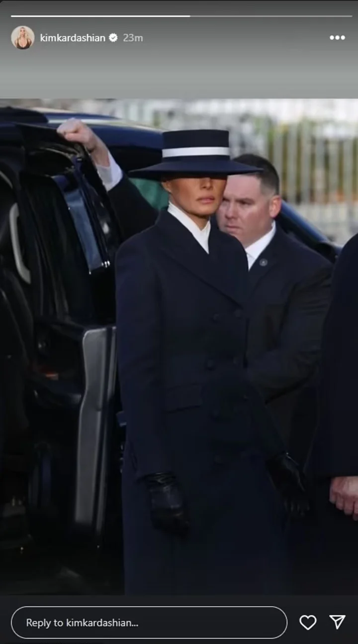 Kim Kardashian shares a picture of Melania Trump on inauguration day