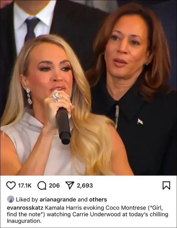 Ariana Grande likes a post criticizing Carrie Underwood