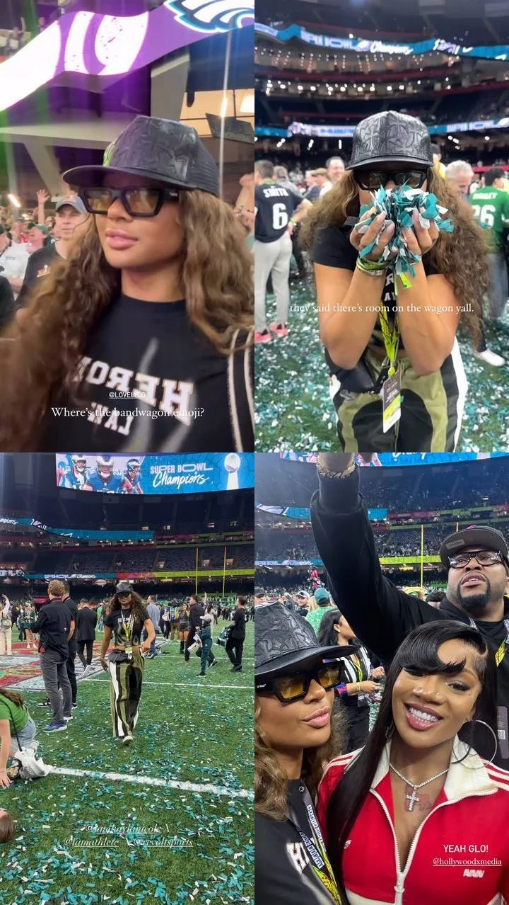 Kayla Nicole cheering for Eagles