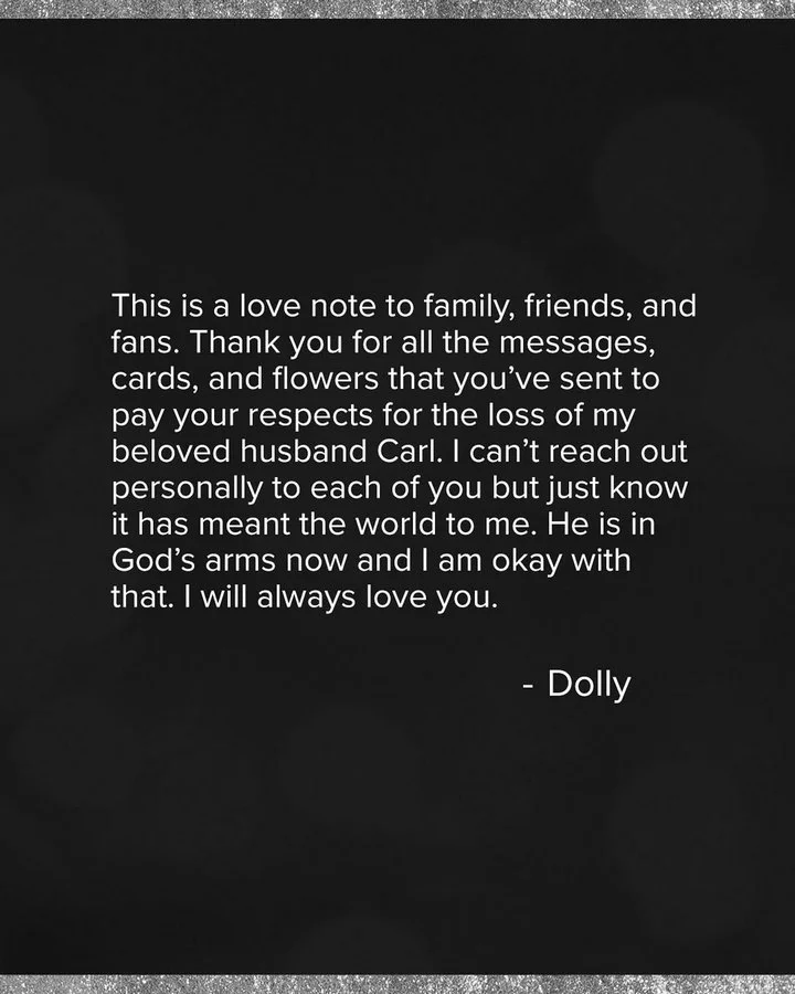 Dolly Parton shares a 'love note' after husband's death