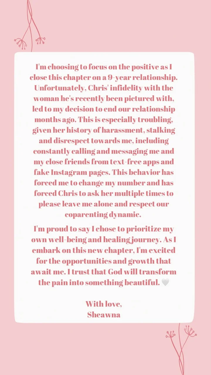 Sheawna Weathersby announces split from Chris Jones