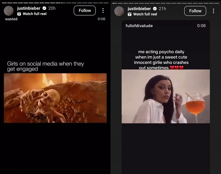 Justin Bieber posted cryptic memes
