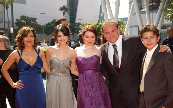 Maria Canals Barrera, Selena Gomez, Jennifer Stone, David DeLuise, Jake T. Austin<br>61st Annual Primetime Creative Arts Emmy Awards - Arrivals