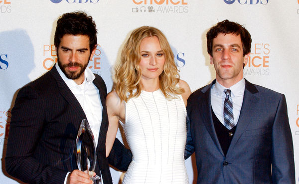 Eli Roth, Diane Kruger, B.J. Novak<br>36th Annual People's Choice Awards - Press Room