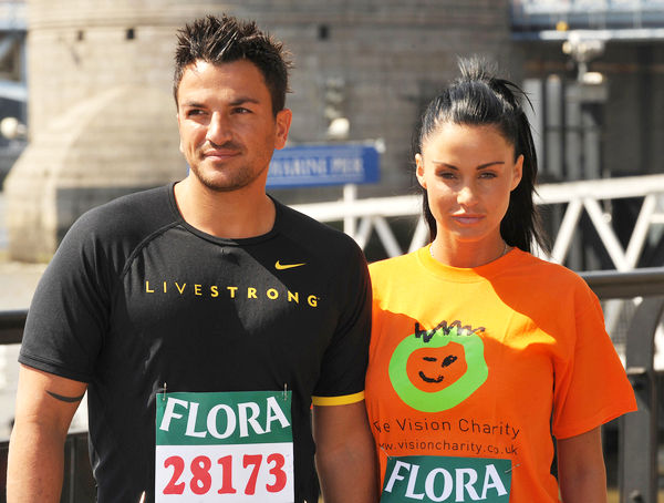 Katie Price, Peter Andre<br>Flora London Marathon on the River Thames on April 24, 2009