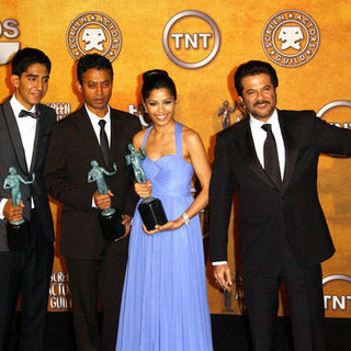 Dev Patel;Anil Kapoor;Freida Pinto;Irfan Khan; in 15th Annual Screen Actors Guild Awards - Press Room