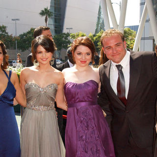 Maria Canals Barrera;Selena Gomez;Jennifer Stone;David DeLuise;Jake T. Austin; in 61st Annual Primetime Creative Arts Emmy Awards - Arrivals