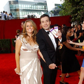 Jimmy Fallon, Nancy Juvonen in The 61st Annual Primetime Emmy Awards - Arrivals