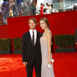 Jesse Spencer;Louise Griffiths; in The 61st Annual Primetime Emmy Awards - Arrivals