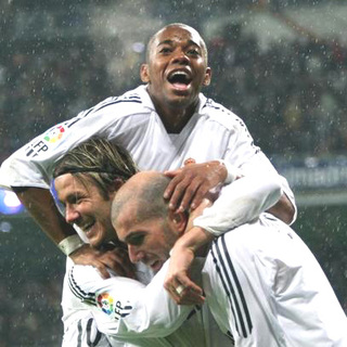 David Beckham;Robinho;Zinedine Zidane; in Spanish League Game Between Real Madrid and Sevilla