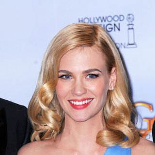 January Jones; in 66th Annual Golden Globes - Press Room