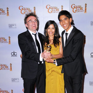 Danny Boyle;Dev Patel;Freida Pinto; in 66th Annual Golden Globes - Press Room