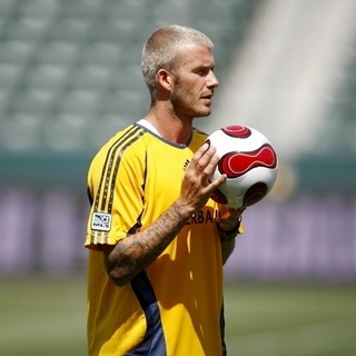 David Beckham; in Los Angeles Galaxy Soccer Team Open Training Session