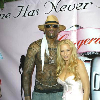 Cindy Margolis, Dennis Rodman in Lingerie Bowl III National Kick Off Party