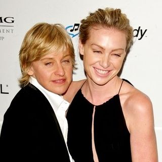 Ellen DeGeneres;Portia de Rossi; in 2007 Clive Davis Pre-Grammy Awards Party