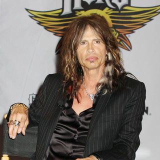 Steven Tyler in Aerosmith Launches Their New Video Game "Guitar Hero: Aerosmith" at Hard Rock Cafe in New York