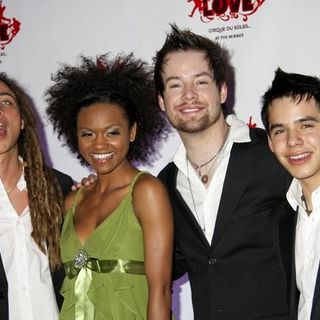 David Archuleta;David Cook;Jason Castro;Syesha Mercado; in American Idol Final Four Contestants Attend The Beatles "Love" by Cirque Du Soleil at the Mirage