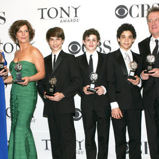 Alice Ripley, Marcia Gay Harden, Kiril Kulish, Trent Kowalik, David Alvarez, Geoffrey Rush in 63rd Annual Tony Awards - Press Room