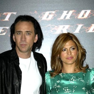 Nicolas Cage;Eva Mendes; in The Ghost Rider Photocall at the Santo Mauro Hotel in Madrid