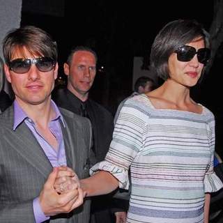 Katie Holmes;Tom Cruise; in David Beckham and Victoria Beckham Dine With Tom Cruise and Katie Holmes In Spain