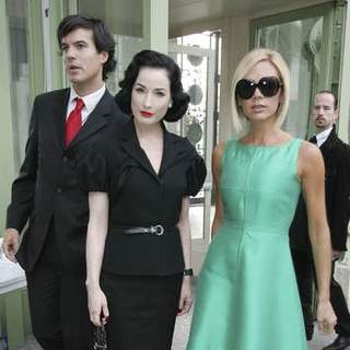 Dita Von Teese;Victoria Adams; in Paris Fashion Week Spring/Summer 2008 - Chanel - Arrivals