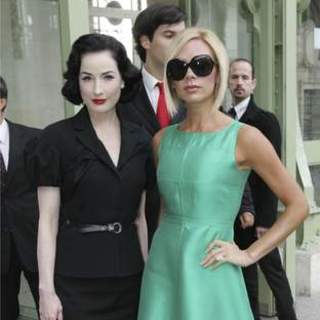Dita Von Teese;Victoria Adams; in Paris Fashion Week Spring/Summer 2008 - Chanel - Arrivals