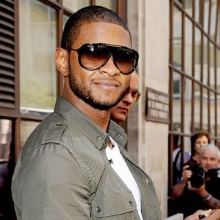 Usher in Usher Departing the Jo Whiley Show at BBC Radio 1 in London on May 8, 2008
