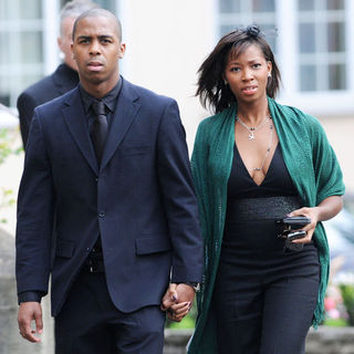 Jamelia;Darren Byfield; in Jade Goody's Funeral at St. John The Baptist Church in Waltham Abbey on April 4, 2009