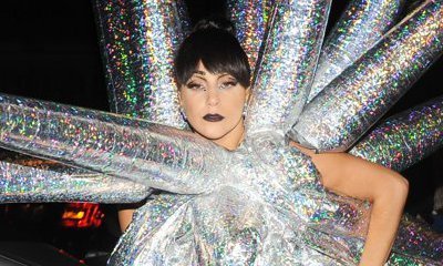 Lady GaGa Turns Into a Star in Spiky Inflatable Outfit in Paris Lady GaGa Turns Into a Star in Spiky Inflatable Outfit in Paris