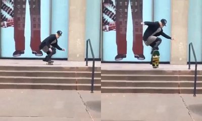 Justin Bieber Takes a Tumble While Skateboarding in New York