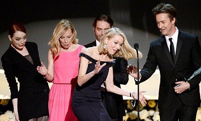 Naomi Watts Almost Falls Onstage After Tripping on Emma Stone's Dress at SAG Awards