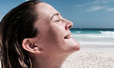 Drew Barrymore Celebrates 40th Birthday Hitting Tropical Beach