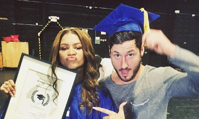 Zendaya Gets Visit From Val Chmerkovskiy at High School Graduation