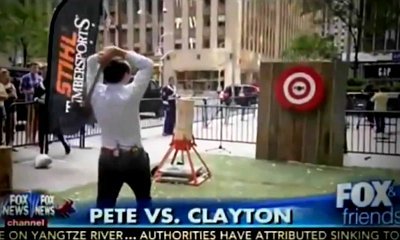 Video: 'Fox and Friends' Host Throws Axe and Accidentally Hits Drummer on TV