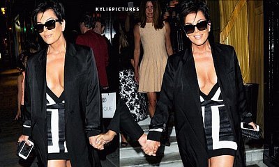 Kris Jenner Shows Off Ample Cleavage in Super Low-Cut Mini Dress in Paris