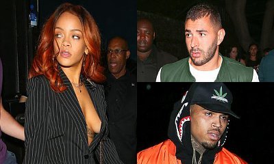 Rihanna, Rumored Boyfriend Karim Benzema and Ex Chris Brown Partying at the Same Club