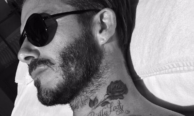 David Beckham Shows Off Giant New Rose Neck Tattoo
