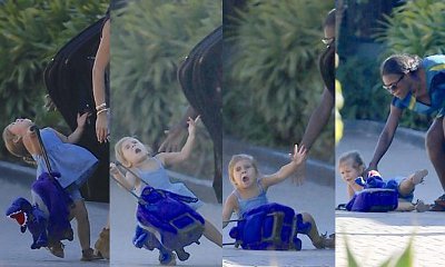 Kourtney Kardashian's Daughter Penelope Falls Backward After Slamming Into Car Door