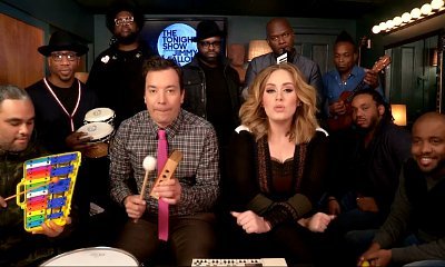 Adele Sings 'Hello' With Jimmy Fallon and The Roots Using Classroom Instruments