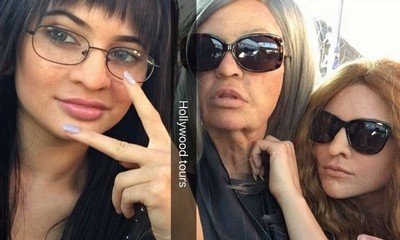 Kylie, Khloe, Kendall Look Unrecognizable With Wigs and Fake Wrinkles While Undercover on Tour Bus