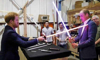 Prince William and Prince Harry Get Into Lightsabers Duel on 'Star Wars' Set