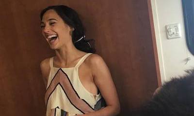 Gal Gadot and Ezra Miller Rock It Out on Set of 'Justice League'