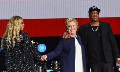 Video: Beyonce Knowles and Jay-Z Rock Hillary Clinton Concert, Kiss on Stage