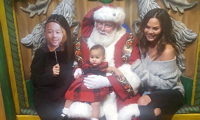 Chrissy Teigen Cutely Fakes Family Photo Taken as Luna Meets Santa Claus for the First Time