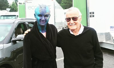 Karen Gillan and Stan Lee Pose for 'Avengers: Infinity War' Set Photo