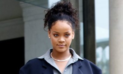 Braless Rihanna Debuts Turquoise Hair in Barbados