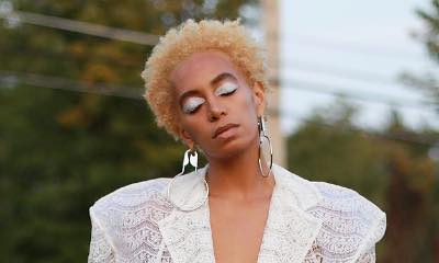 Braless Solange Debuts Blonde Hair While Posing In Sheer Top